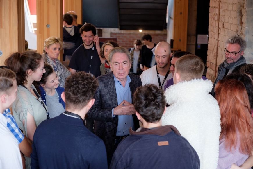 Andrew Lloyd Webber with Bristol Old Vic Theatre School students 